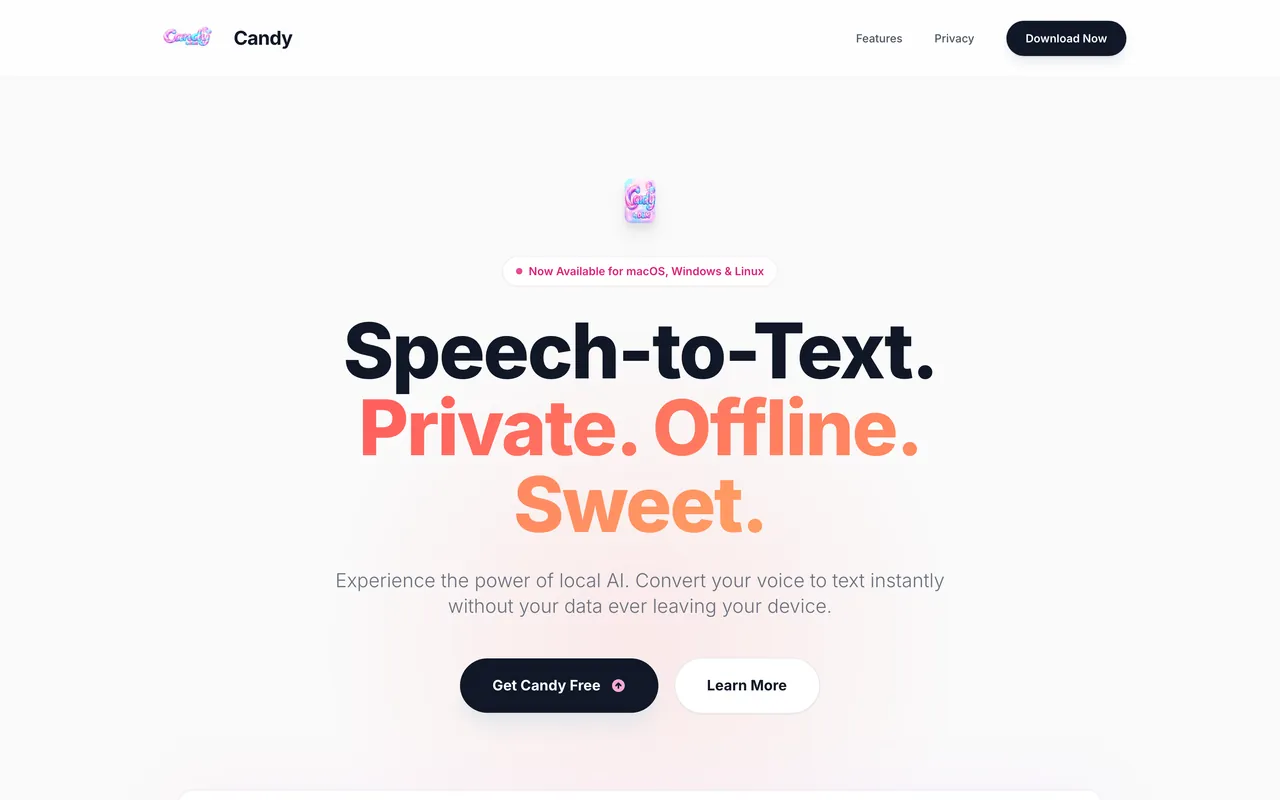 Candy application screen