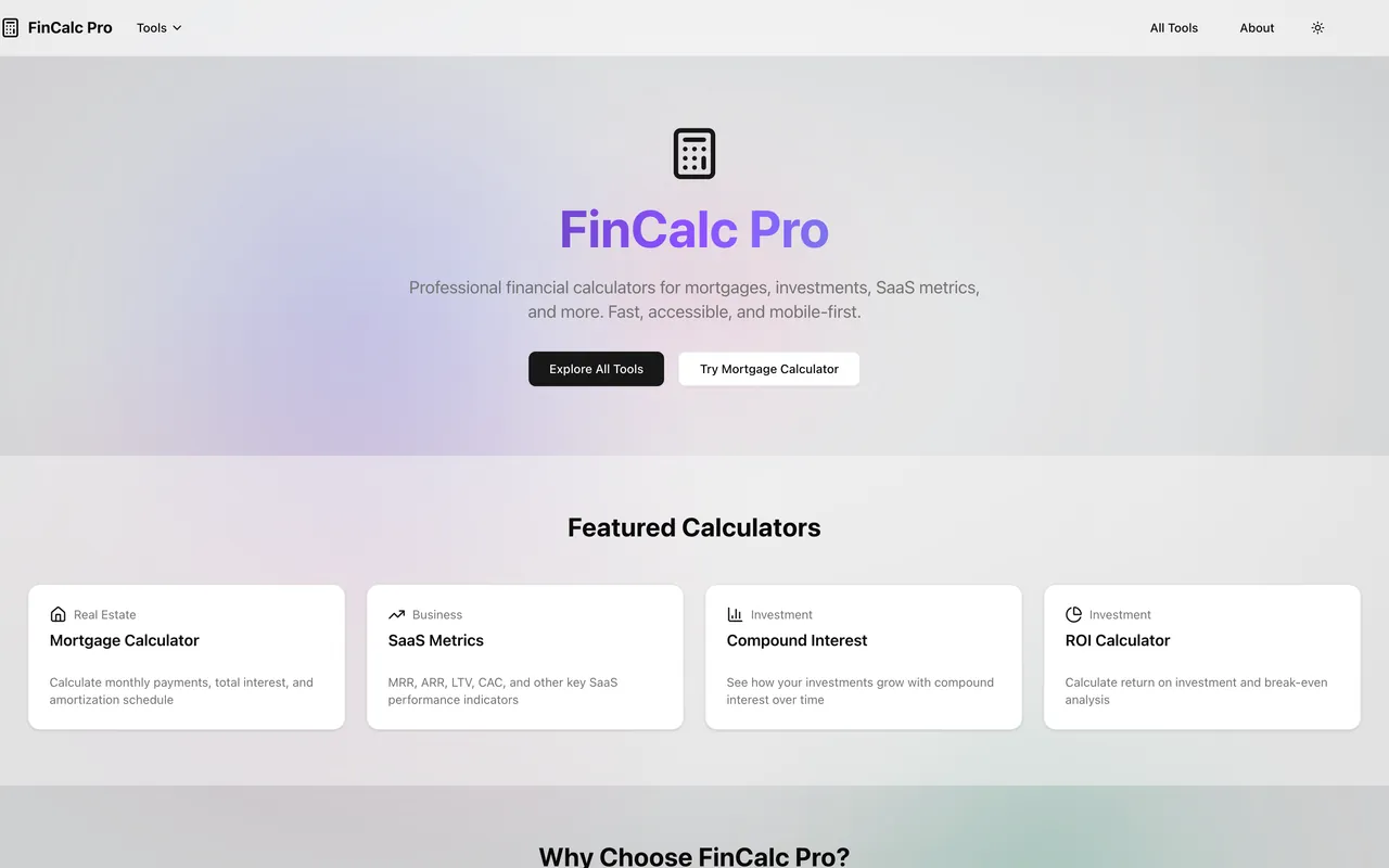 FinCal Pro application screen