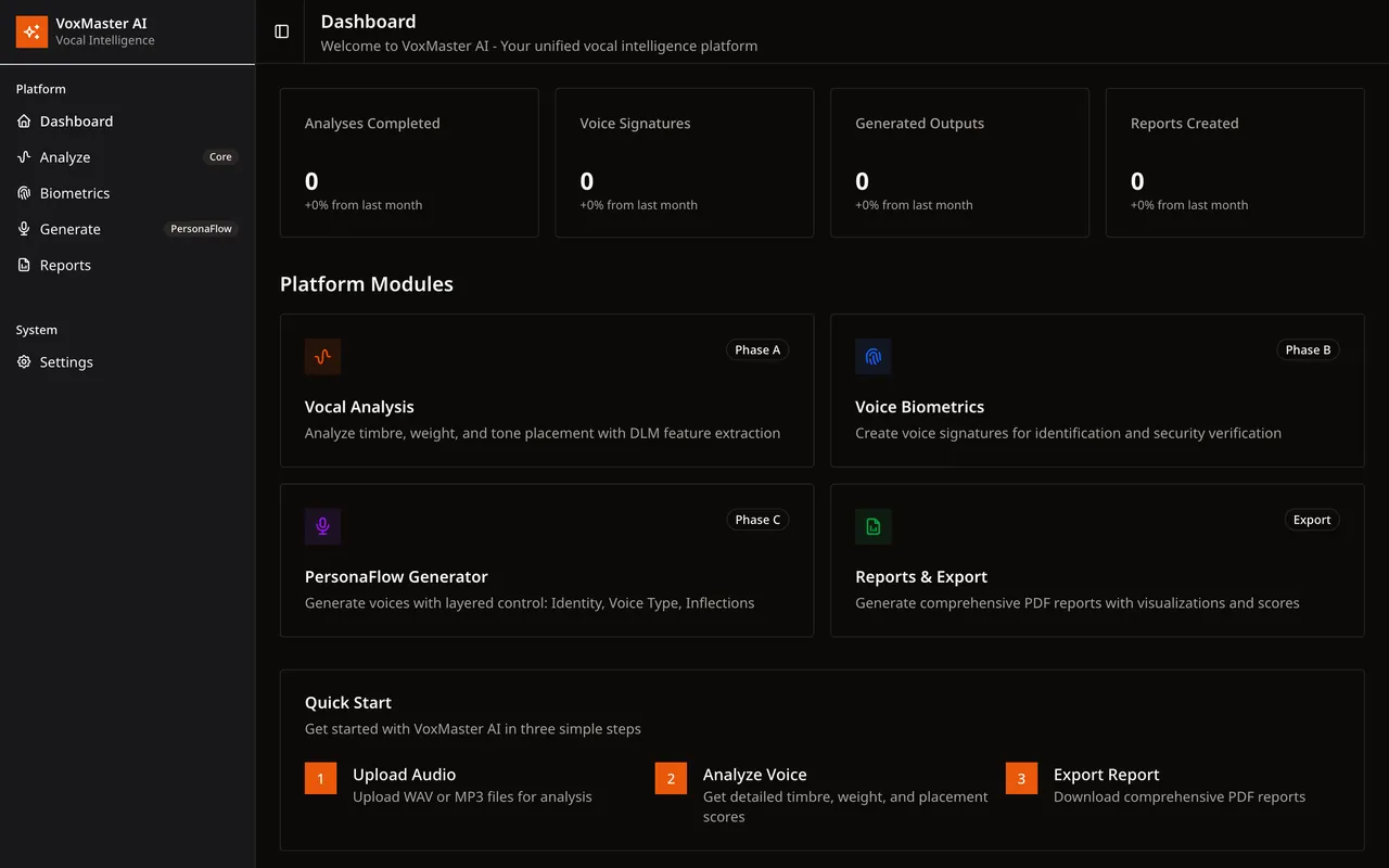 VoxMaster AI application screen