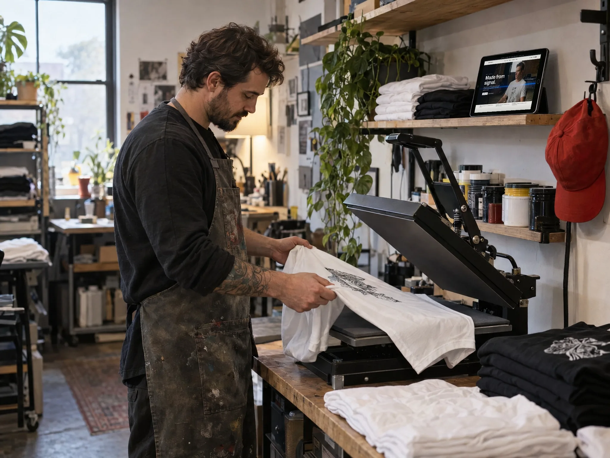 DLM Fashion home in use: the real product screen on the device in the photograph.