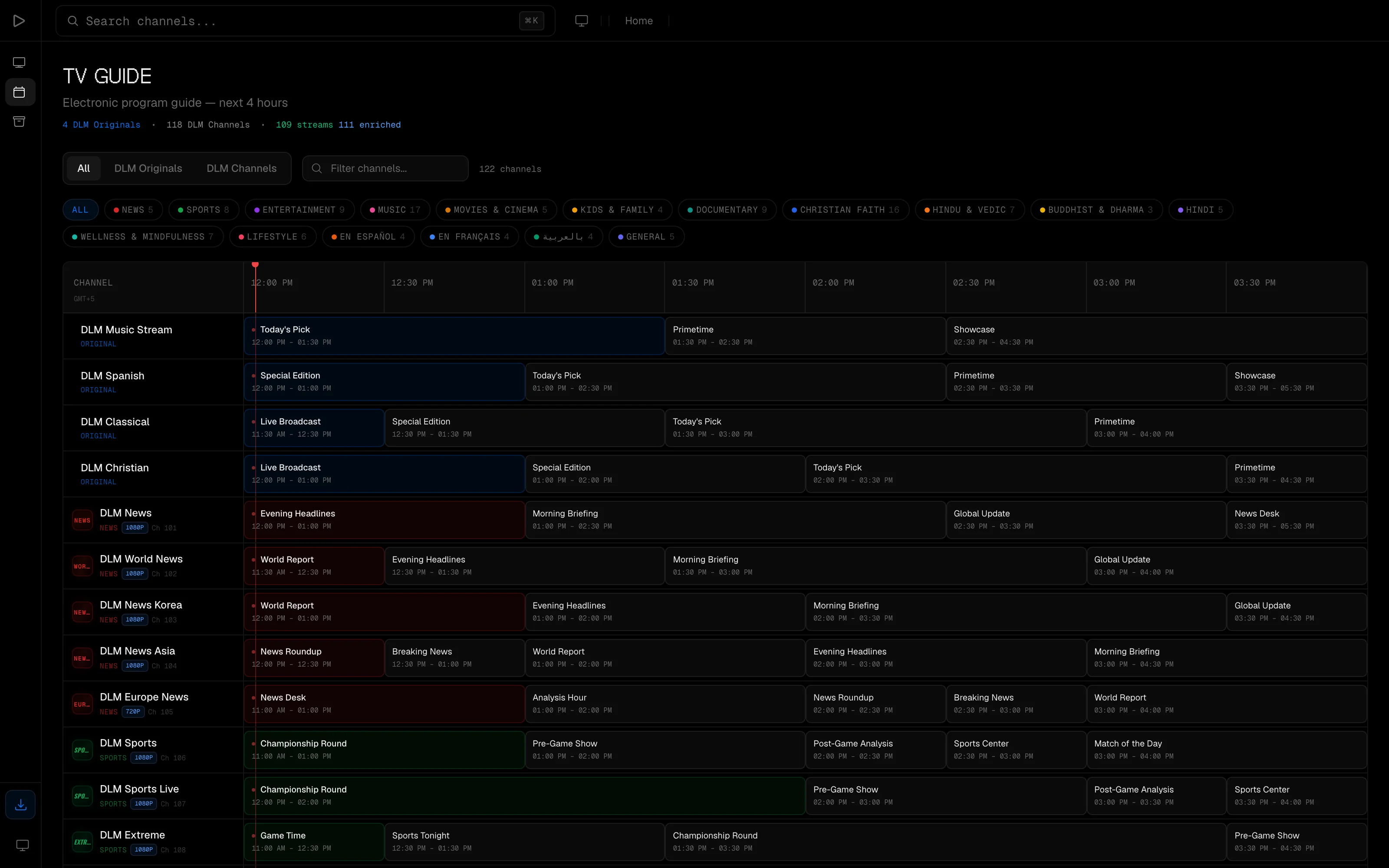 DLM Broadcast programme guide